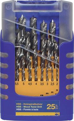Fisch-Tools Set houtspiraalboren | 25-delig | d. 1-13 mm 0,5 mm spoed | HSS | 1 stuk - 013G0025K01 - 013G0025K01 Fisch-Tools Set houtspiraalboren | 25-delig | d. 1-13 mm 0,5 mm spoed | HSS | 1 stuk - 013G0025K01 - 013G0025K01