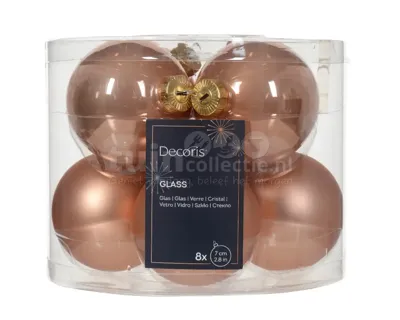 Kerstballen Glas Ø7cm Rosé 8st