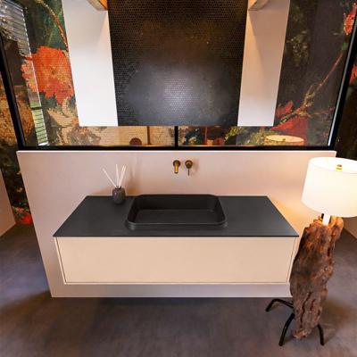 Badkamermeubelset Mondiaz Erin 120 cm met 1 Lade met RIDGE Wastafel Midden Urban Zonder Kraangaten Greeploos Mat Rosee