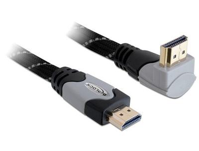 Delock 83077 HDMI-kabel HDMI Aansluitkabel HDMI-A-stekker 5 m Zwart, Grijs Rond, 4K UHD, Vergulde steekcontacten, Verdraaid