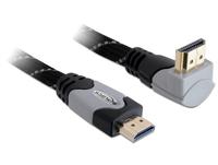 Delock 83077 HDMI-kabel HDMI Aansluitkabel HDMI-A-stekker 5 m Zwart, Grijs Rond, 4K UHD, Vergulde steekcontacten, Verdraaid - thumbnail