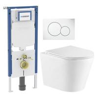 QeramiQ Dely Toiletset - Geberit UP720 inbouwreservoir - witte bedieningsplaat - toilet - zitting - glans wit SW1237202/0700518/SW1159504/SW1026255 - thumbnail
