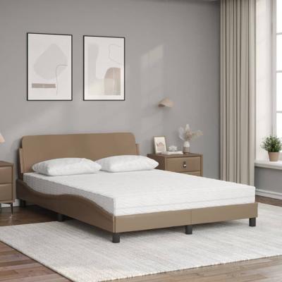 Bed met matras kunstleer cappuccinokleurig 120x200 cm - thumbnail
