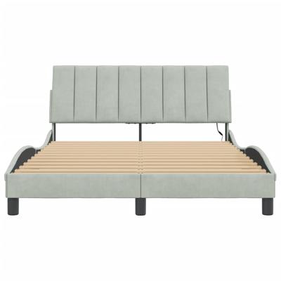 Bedframe met LED-verlichting fluweel lichtgrijs 160x200 cm