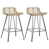 VidaXL Barstoelen 2 st natuurlijk rattan - thumbnail