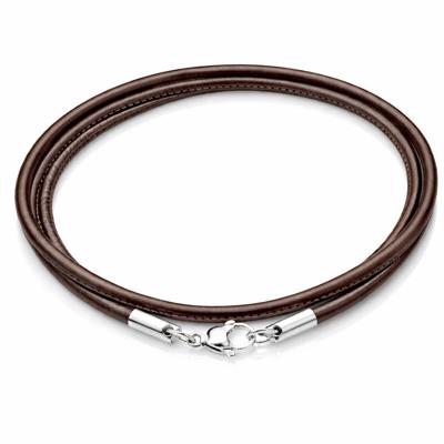 LGT Jewels leren koord ketting bruin 2mm-60cm