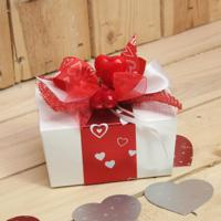 Bonbon doosjes - Chocolade doosje - Wit LAAG met banderol Valentijn - 24 stuks - thumbnail