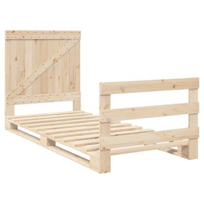 Bedframe met hoofdbord massief grenenhout 100x200 cm