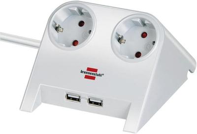 Stekkerdoos brennenstuhl 2vdig usb 1.8m wit | 2 stuks
