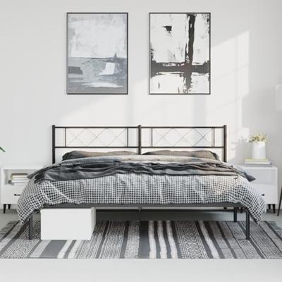 Bedframe met hoofdbord metaal zwart 183x213 cm