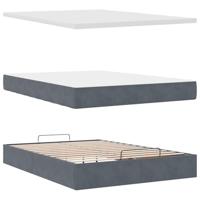Ottoman bed met matras en LED's 140x200cm fluweel donkergrijs - thumbnail