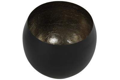 Theelicht rond Obion L mat zwart/antiek messing