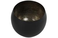 Theelicht rond Obion L mat zwart/antiek messing - thumbnail