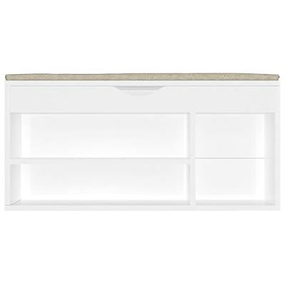 VidaXL Schoenenbank met kussen 104x30x49 cm bewerkt hout hoogglans wit