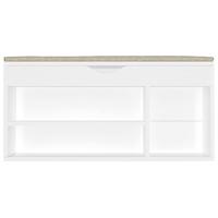 VidaXL Schoenenbank met kussen 104x30x49 cm bewerkt hout hoogglans wit - thumbnail