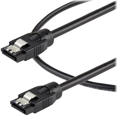StarTech.com 24 inch (60cm) ronde SATA-kabel - vergrendelende connectoren - 6 Gbs SATA datakabel - SATA harde schijf voedingskabel - zwart (SATRD60CM)