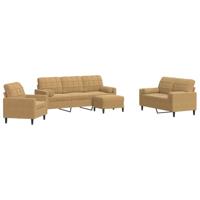4-delige Loungeset met kussens en bolsters fluweel bruin - thumbnail