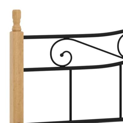 Bedframe metaal en massief eikenhout zwart 200x200 cm