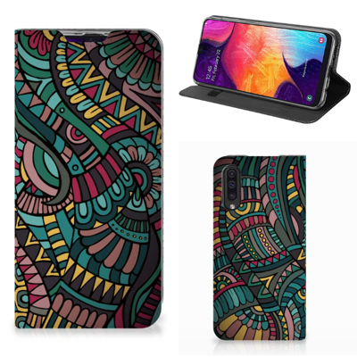 Samsung Galaxy A50 Hoesje met Magneet Aztec Samsung Galaxy A50 Hoesje met Magneet Aztec