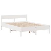 Bedframe zonder matras massief grenenhout wit 140x200 cm - thumbnail