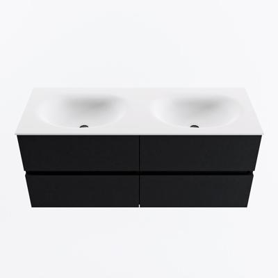 MONDIAZ VICA 120cm badmeubel onderkast Urban 4 lades. Wastafel MOON dubbel zonder kraangat, kleur Talc.