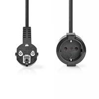 Voedingskabel | Schuko Male Haaks - Schuko Female | 2,0 m | Zwart - thumbnail