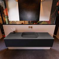 Badkamermeubelset Mondiaz Erin 150 cm met 1 Lade met RIDGE Wastafel Midden Dark grey Zonder Kraangaten Greeploos Mat Urban - thumbnail