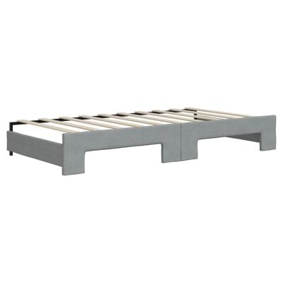 Slaapbank met onderschuifbed 90x190 cm stof lichtgrijs