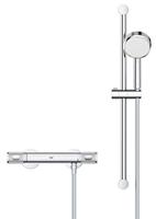 GROHE Grohtherm-1000 Performance renovatieset thermostatisch met koppelingen met glijstang 60cm en hoofddouche 2 standen chroom 34783000 - thumbnail