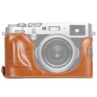 1/4 inch draad PU lederen camera halve Case Base voor FUJIFILM X100F (bruin) - thumbnail