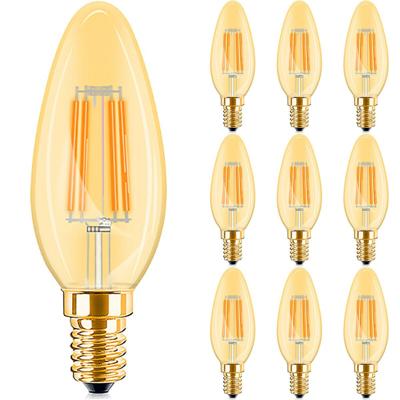 Voordeelpak 10x Dimbare LED Kaarslamp E14 Filament Amber 4W - 2200K