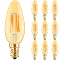 Voordeelpak 10x Dimbare LED Kaarslamp E14 Filament Amber 4W - 2200K - thumbnail