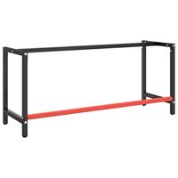 Werkbankframe 180x57x79 cm metaal matzwart en matrood - thumbnail
