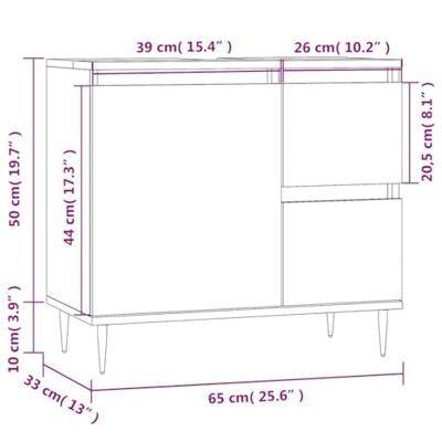 Badkamerkast 65x33x60 cm bewerkt hout betongrijs