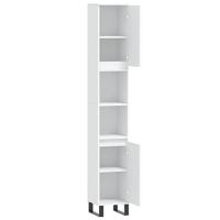 Badkamerkast 30x30x190 cm bewerkt hout wit - thumbnail