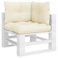 VidaXL Palletkussens 3 st stof crèmekleurig - thumbnail