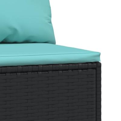Tuinmiddenbank met kussens poly rattan zwart - thumbnail