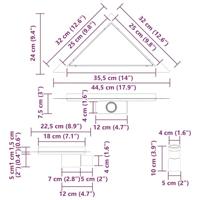 VidaXL 2 in 1 driehoek doucheafvoer zilver 32 x 32 x 7,5 cm - thumbnail