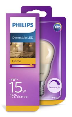 Philips LED Lamp Flame - E14 fitting - Dimbaar warm wit licht - 4W (15W)