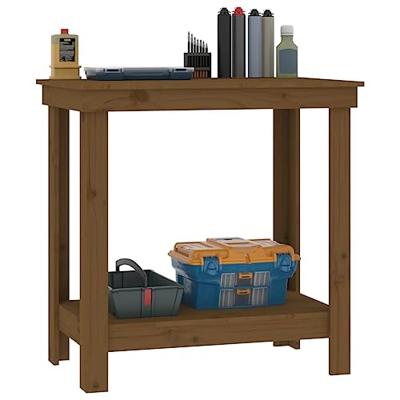 VidaXL Werkbank 80x50x80 cm massief grenenhout honingbruin