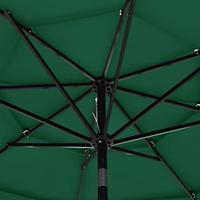 Parasol 3-laags met aluminium paal 3 m groen - thumbnail