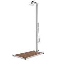VidaXL Buitendouche met bruine basis 230 cm roestvrij staal - thumbnail