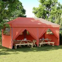 Partytent inklapbaar pop-up met 4 zijwanden terracottakleurig - thumbnail