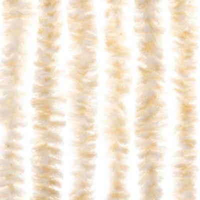 VidaXL Vliegengordijn 90x200 cm chenille beige en wit - thumbnail