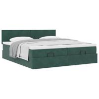 Ottoman bed met matrassen 180x200cm fluweel donkergroen - thumbnail
