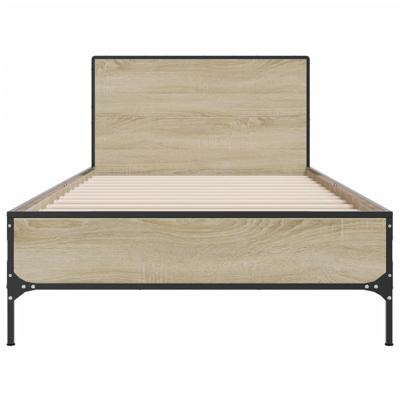 Bedframe bewerkt hout metaal sonoma eikenkleurig 180x200 cm
