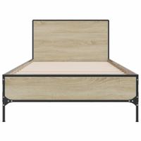 Bedframe bewerkt hout metaal sonoma eikenkleurig 120x200 cm - thumbnail