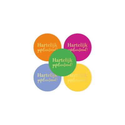 Stickers Hartelijk gefeliciteerd kleurig