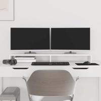 VidaXL Monitorstandaard 100x27x10 cm massief grenenhout wit - thumbnail