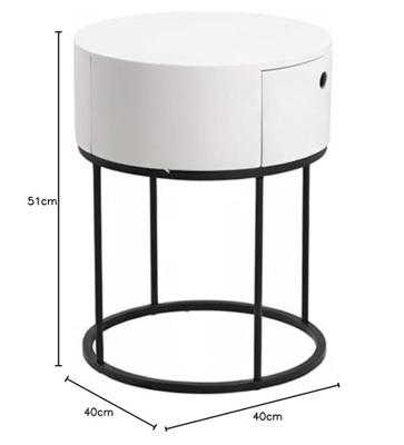 Bendt Rond Nachtkastje 'Gaga' met lade, kleur Wit